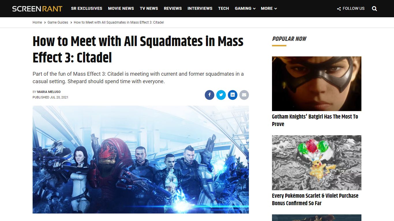 How to Meet with All Squadmates in Mass Effect 3: Citadel