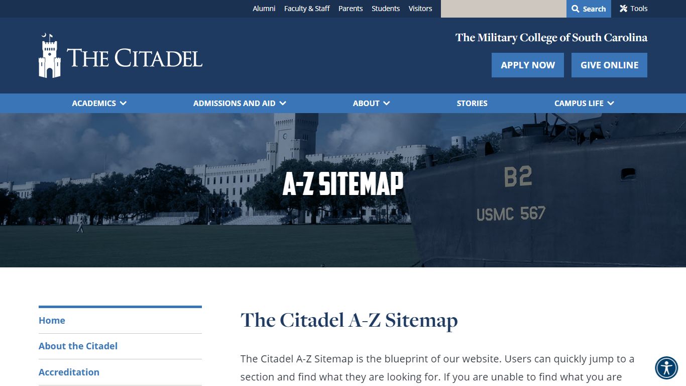 A-Z Sitemap - The Citadel - Charleston, SC